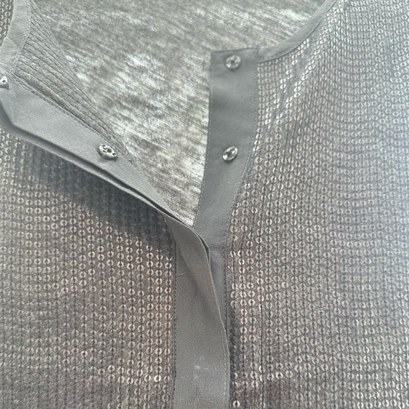 J. Crew Sequined Embellished Charcoal Sleeveless Henley Tank Top Blouse … - Picture 5 of 15